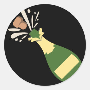 Sticker Rond Champagne sautante Emoji