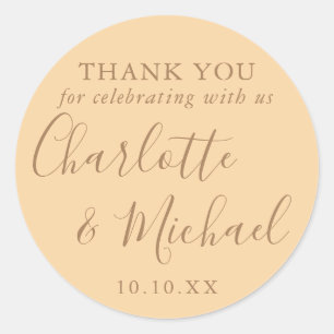 Sticker Rond Champagne Signature Mariage Faveur Merci