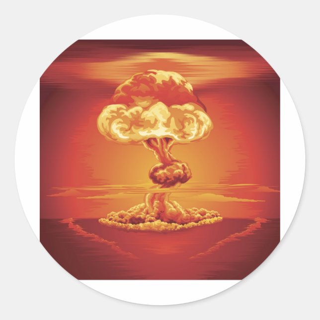 Sticker Rond Champignon atomique d'explosion nucléaire (Devant)