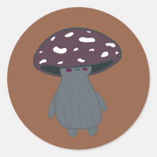 Sticker Rond champignon foncé mignon