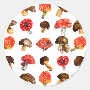 Sticker Rond Champignons d'aquarelle motif de chute