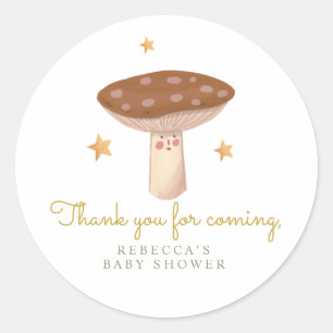 Sticker Rond Champignons des bois Balises cadeaux d'anniversair