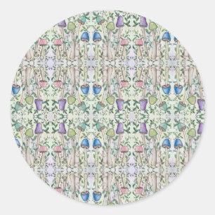 Sticker Rond Champignons et vignes