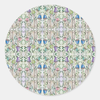 Sticker Rond Champignons et vignes