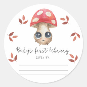 Sticker Rond Champignons mignons - bibliothèque, livres pour bé
