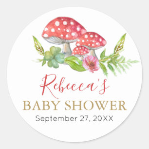 Sticker Rond Champignons sauvages Baby shower Favoriser Classic