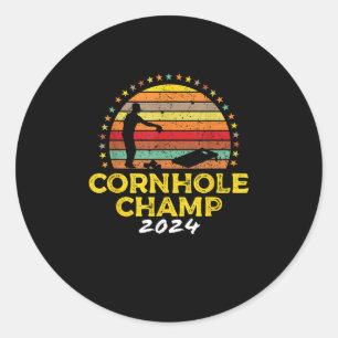 Sticker Rond Champion Cornhole Champion Cornhole Gagnant du tou