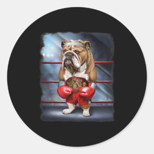 Sticker Rond Champion de boxe anglais Bulldog Fighter