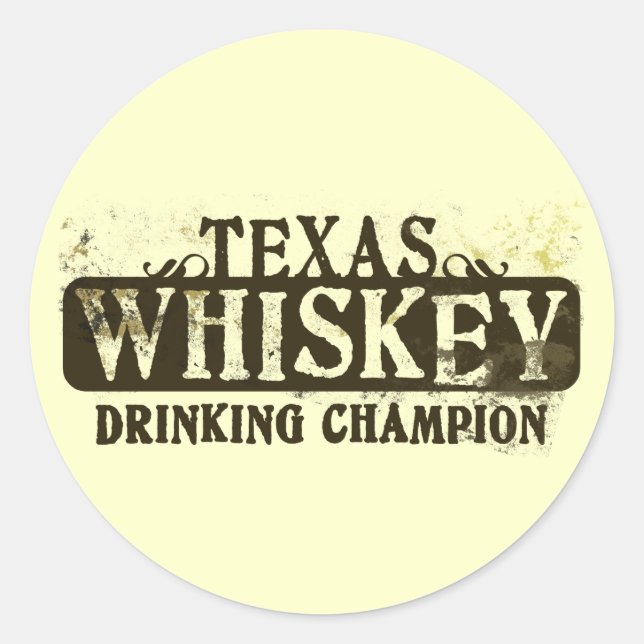 Sticker Rond Champion de la boisson au whisky du Texas (Devant)