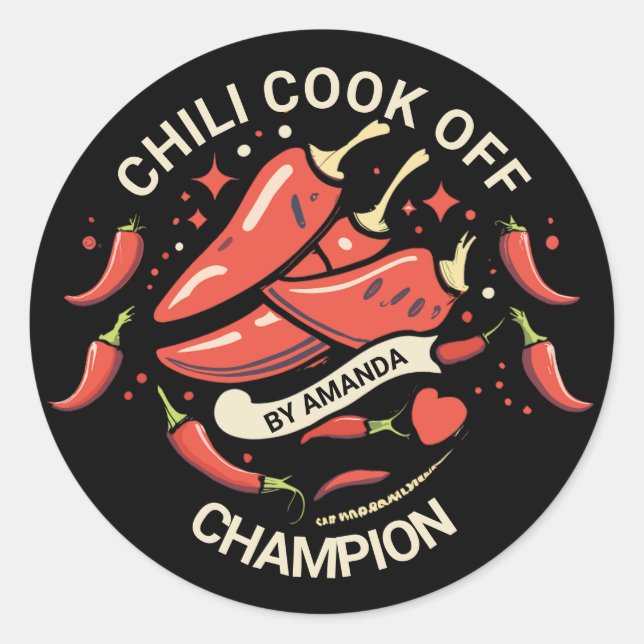 Sticker Rond Champion du Chili Cook Off (Devant)