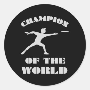 Sticker Rond Champion Du Monde. Disk Golf Frisbee Golf.