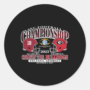 Sticker Rond Championnat 2023 Alabama V Georgia Football Noir