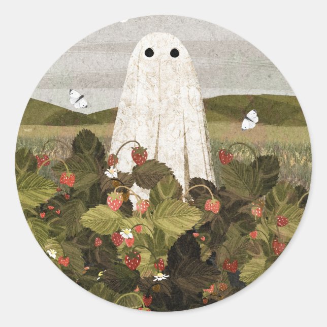 Sticker Rond Champs de fraises (Devant)