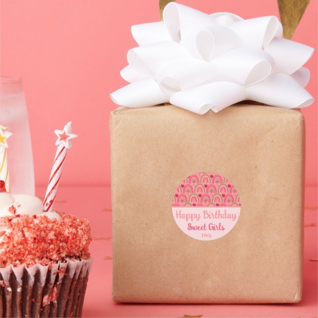 Sticker Rond Champs de fraises ravissant (Fête)