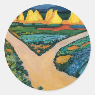 Sticker Rond Champs de légumes par August Macke, Beaux-arts vin