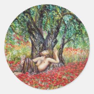 STICKER ROND CHAMPS DE PAN, D'OLIVE ET DE POPPY