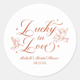 Sticker Rond Chanceux en amour Cupid Vintage Shower de mariage