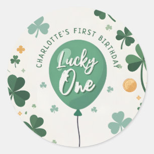 Sticker Rond Chanceux premier anniversaire Saint-Patrick trèfle