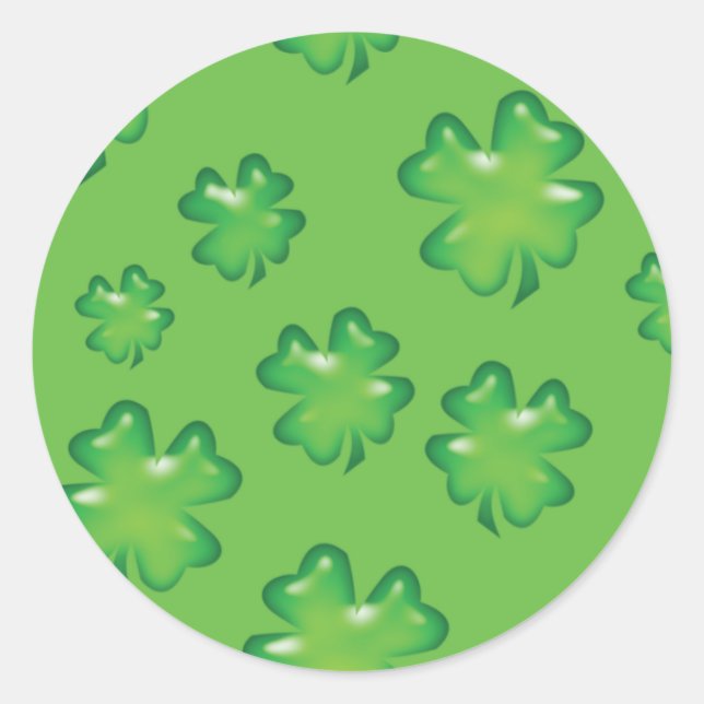 Sticker Rond chanceux shamrock trèfle irlandais à quatre feuill (Devant)