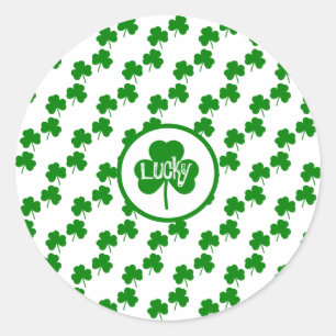 Sticker Rond Chanceux trèfle Saint Patrick's