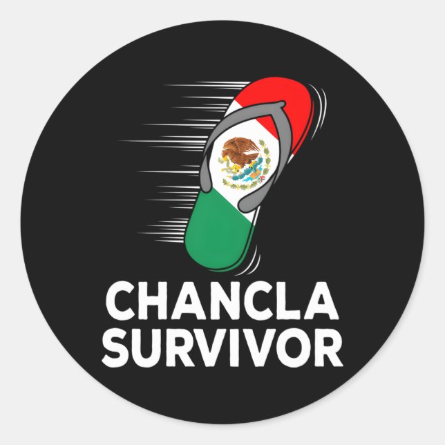 Sticker Rond Chancla Survivor Mexique Drapeau Mexicain Plaisant (Devant)