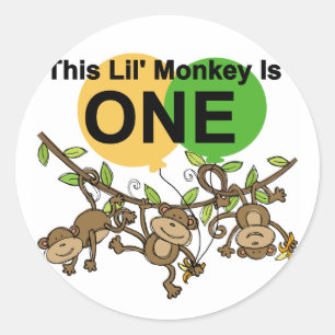 Sticker Rond Chandails et cadeaux 1er anniversaire des singes