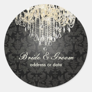 Sticker Rond Chandelier en cristal PixDezines/damas baroque