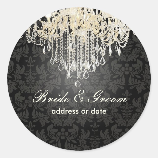 Sticker Rond Chandelier en cristal PixDezines/damas baroque (Devant)