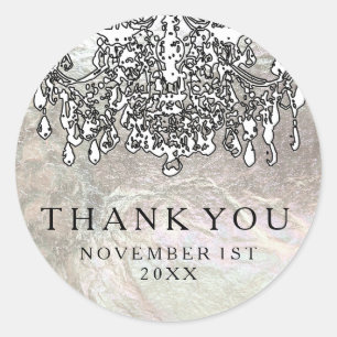 Sticker Rond Chandelier en cristal PixDezines/fausse feuille d'