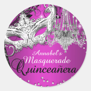 Sticker Rond Chandelier rose chaud Masquerade Quinceanera Stick