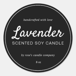 Sticker Rond Chandelle Chic Calligraphie noir Soy fait maison