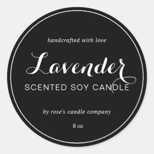 Sticker Rond Chandelle Chic Calligraphie noir Soy fait maison