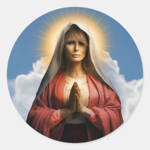 Sticker Rond Chandelle de prière amusante Saint Melania