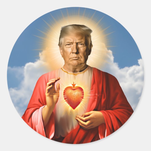 Sticker Rond Chandelle de prière amusante Saint Trump (Devant)