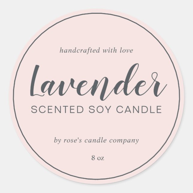Sticker Rond Chandelle de soja maison Chic Calligraphie Pastel  (Devant)