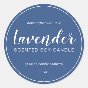 Sticker Rond Chandelle de Soy Chic Calligraphie Classique Bleu