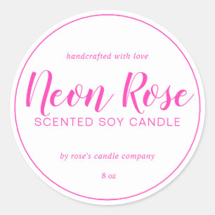 Sticker Rond Chandelle de Soy Chic Calligraphie Neon Rose