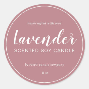 Sticker Rond Chandelle de Soy fait maison Chic Calligraphie Ros