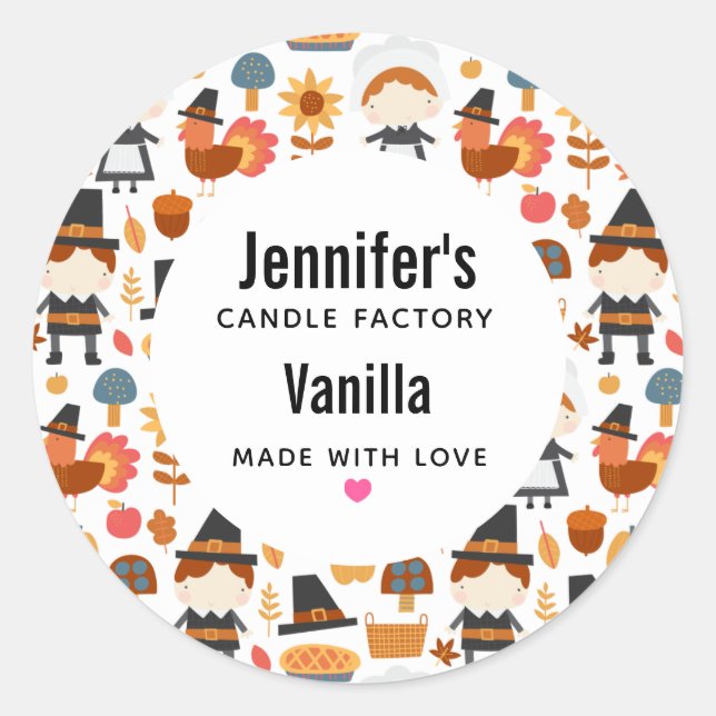 Sticker Rond Chandelle Motif de la récolte des pèlerins de Than (Devant)