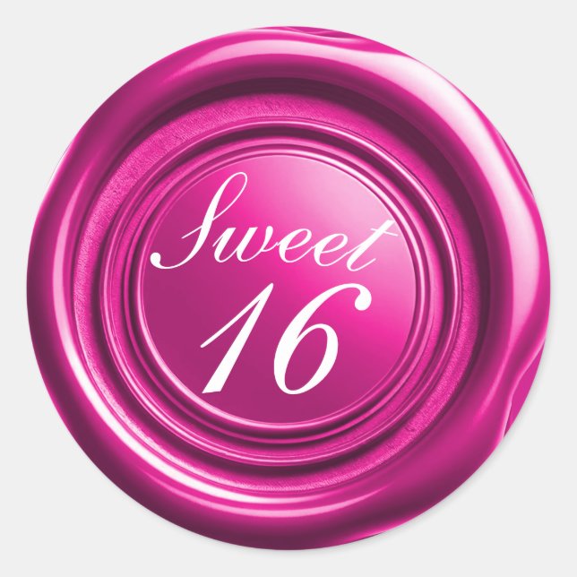 Sticker Rond Chandelle rose chaud Wax Seal Drip Sweet 16 Mariag (Devant)