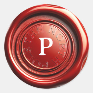 Sticker Rond Chandelle Rouge Sceau de cire Glace claire "Le pôl