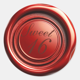 Sticker Rond Chandelle rouge Wax Seal Drip Sweet 16 Mariage