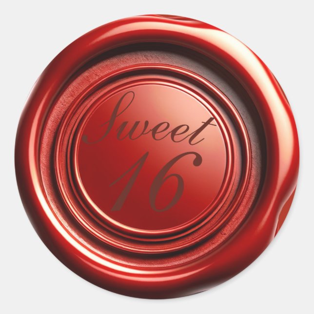 Sticker Rond Chandelle rouge Wax Seal Drip Sweet 16 Mariage (Devant)