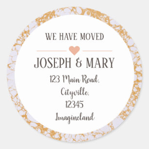 Sticker Rond Changement d'adresse en marbre doré moderne