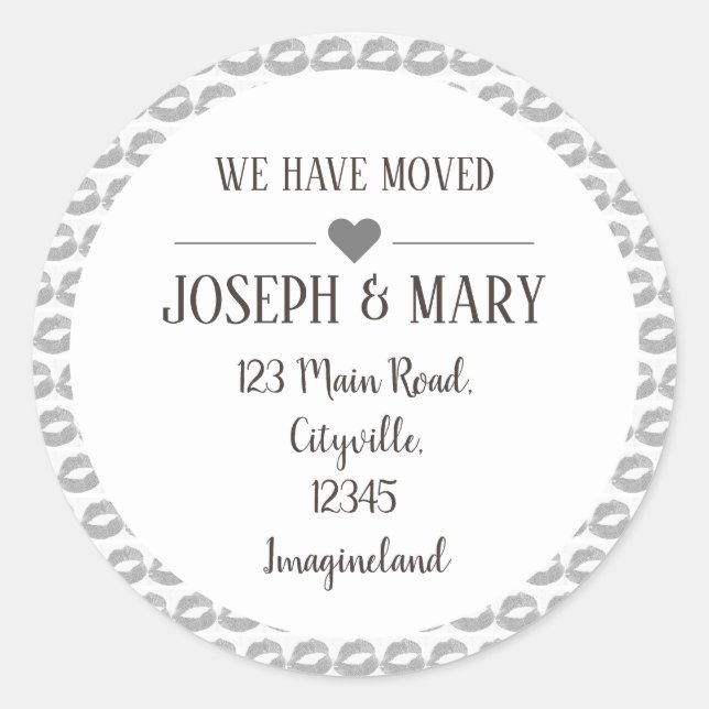 Sticker Rond Changement d'adresse les lèvres argentées maquille (Devant)