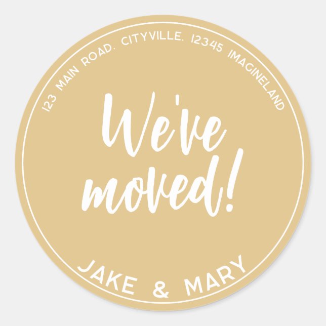 Sticker Rond Changement d'adresse Simple Modern Nous avons démé (Devant)