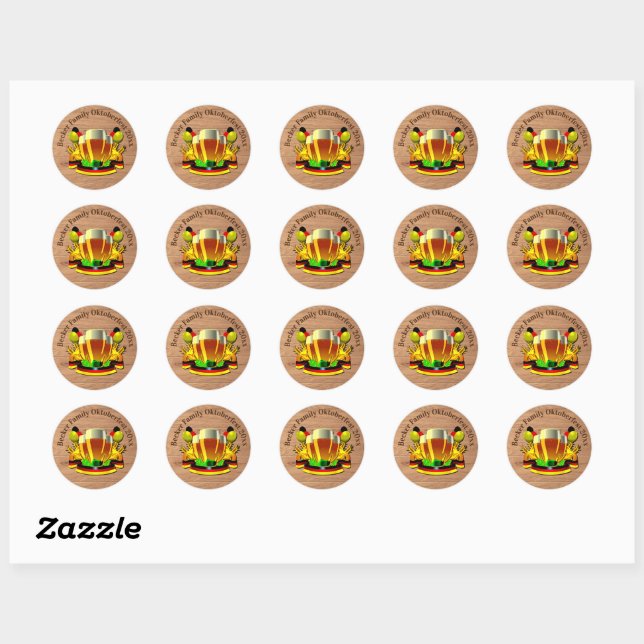 Sticker Rond Changer l'année de texte Octoberfest 20xx Lunettes (Feuille)