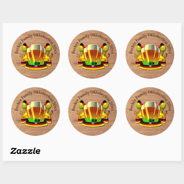 Sticker Rond Changer l'année de texte Octoberfest 20xx Lunettes (Feuille)