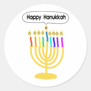 Sticker Rond Channukah heureux Menora/Chanukia
