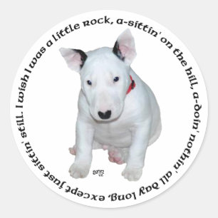 Sticker Rond Chansons de chiot Bull Terrier